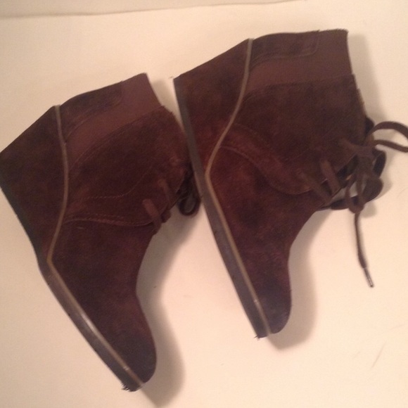 Franco Sarto Armelle Brown Leather Wedge Booties - Picture 5 of 5